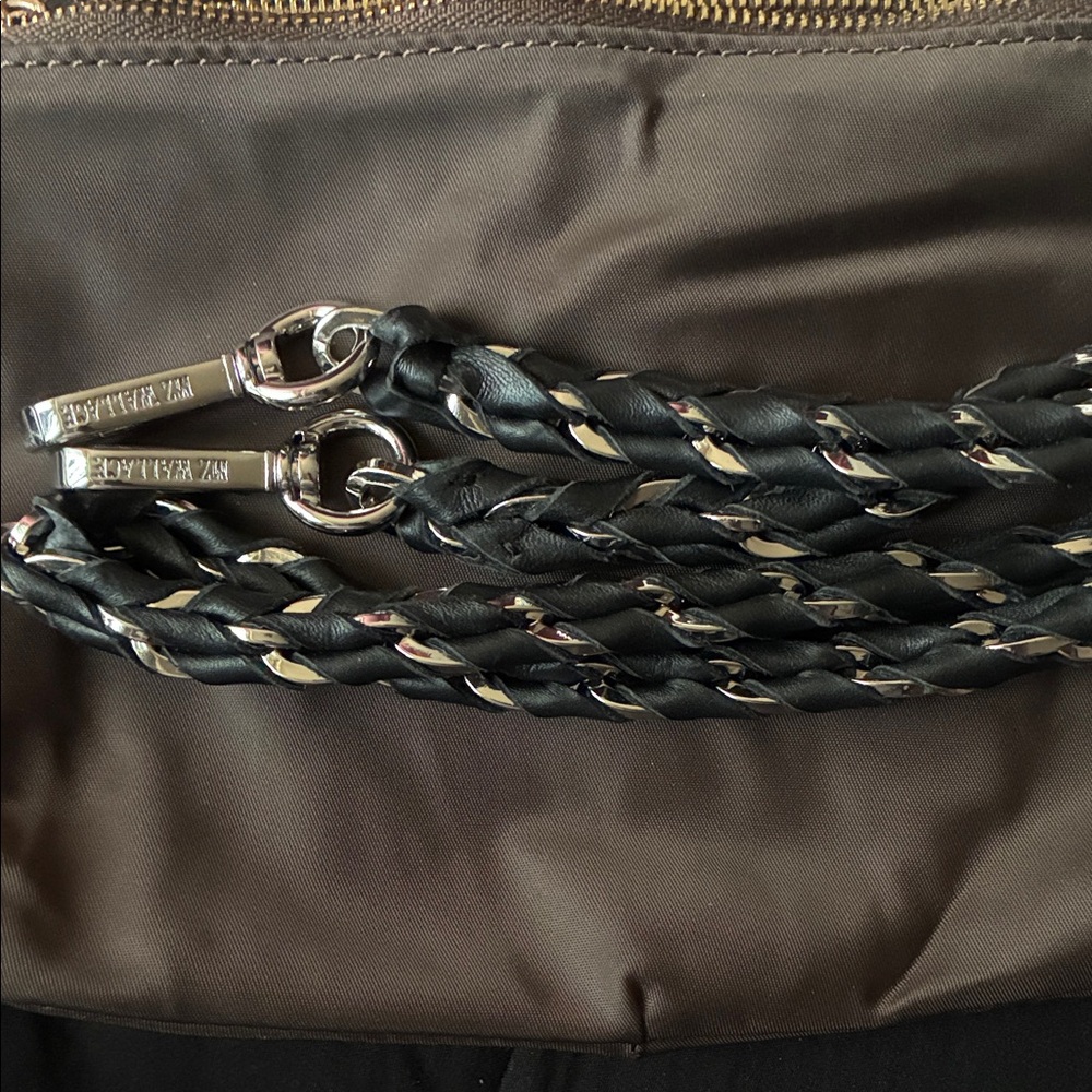 MZWallace Silver & Black Leather Braided Strap
